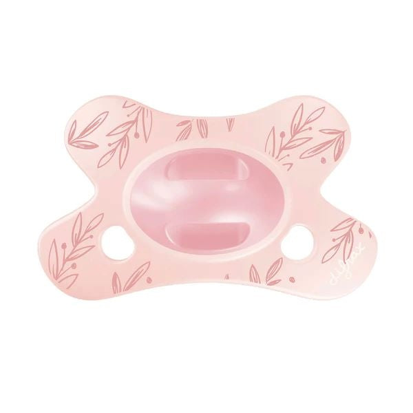 Difrax Fopspeen natural little venture 0-6m soft pink leafs