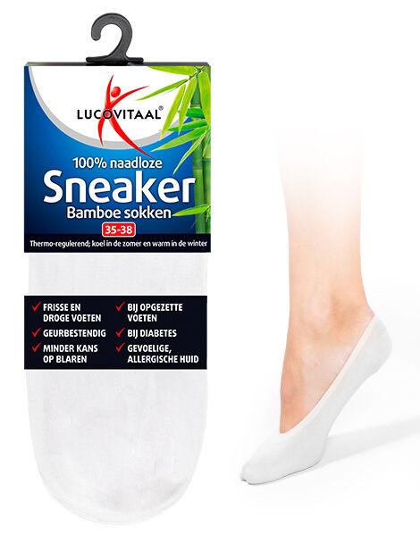 Lucovitaal Bamboe sneakersok 35-38 wit