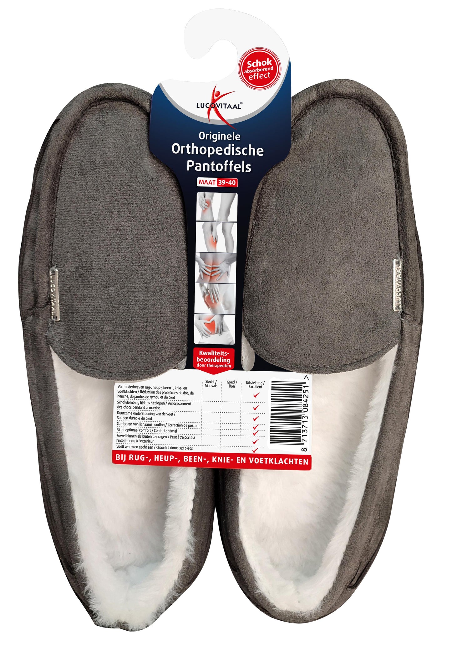 Lucovitaal Pantoffel orthopedische m.39-40 antraciet hanger