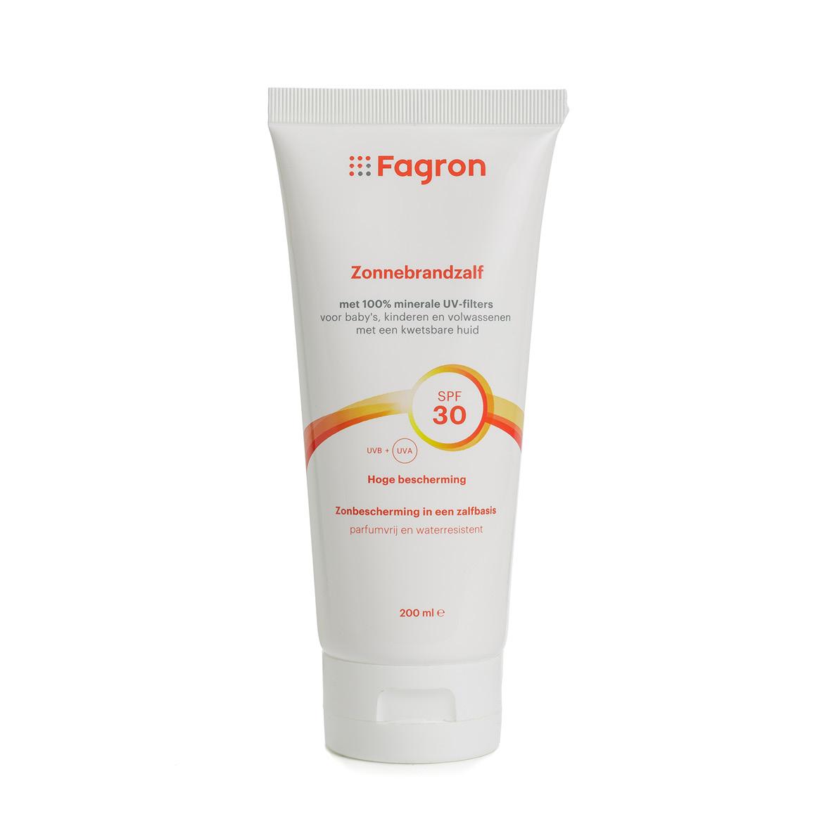 Fagron Zonnebrand zalf spf 30 100% minerale uv f ilters