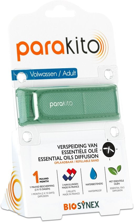 Parakito Anti muggen armband kaki + 2x navulling