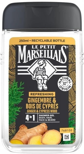 Le Petit Marseillais Douche gel for men cypress & gember bio
