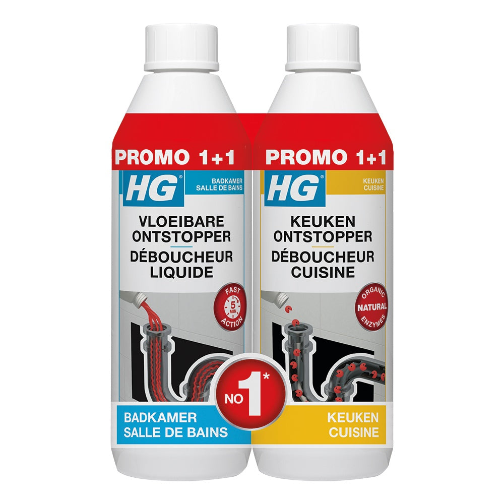 HG Set vloeibare ontstopper + keukenontstopper