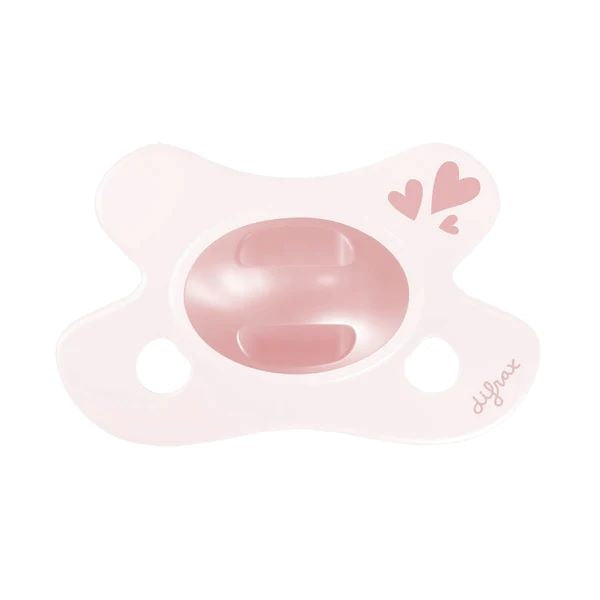 Difrax Fopspeen natural little venture newborn soft pink hearts
