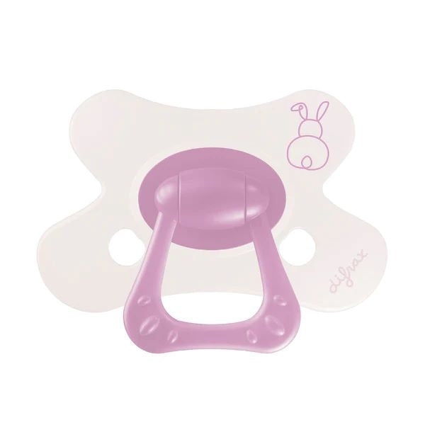 Difrax Fopspeen natural little venture 6+m berry pink bunny
