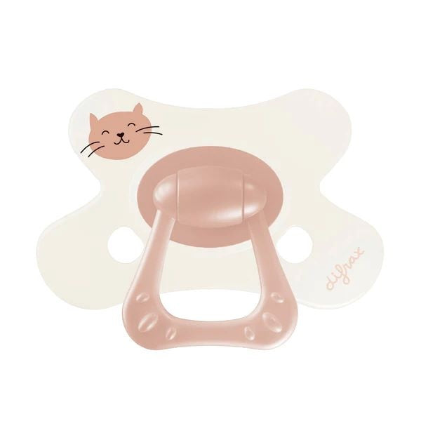Difrax Fopspeen natural little venture 12+m dusty pink kitten
