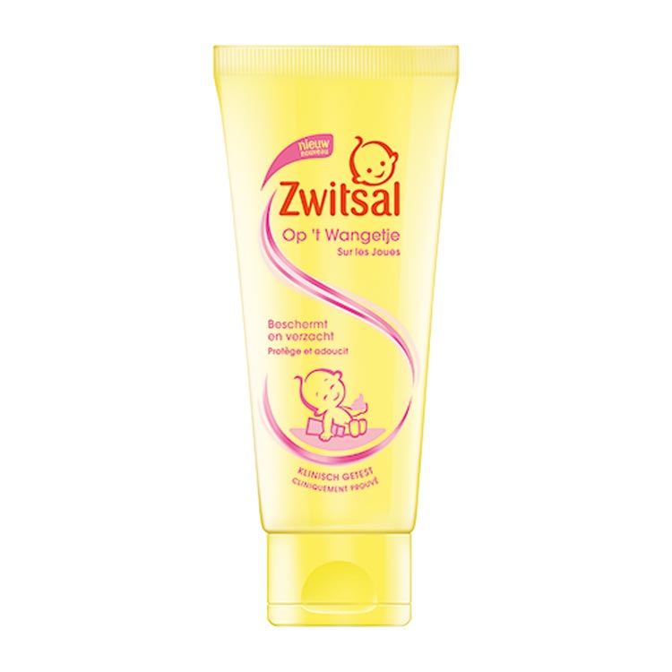 Zwitsal Baby gezichtscreme op 't wangetje