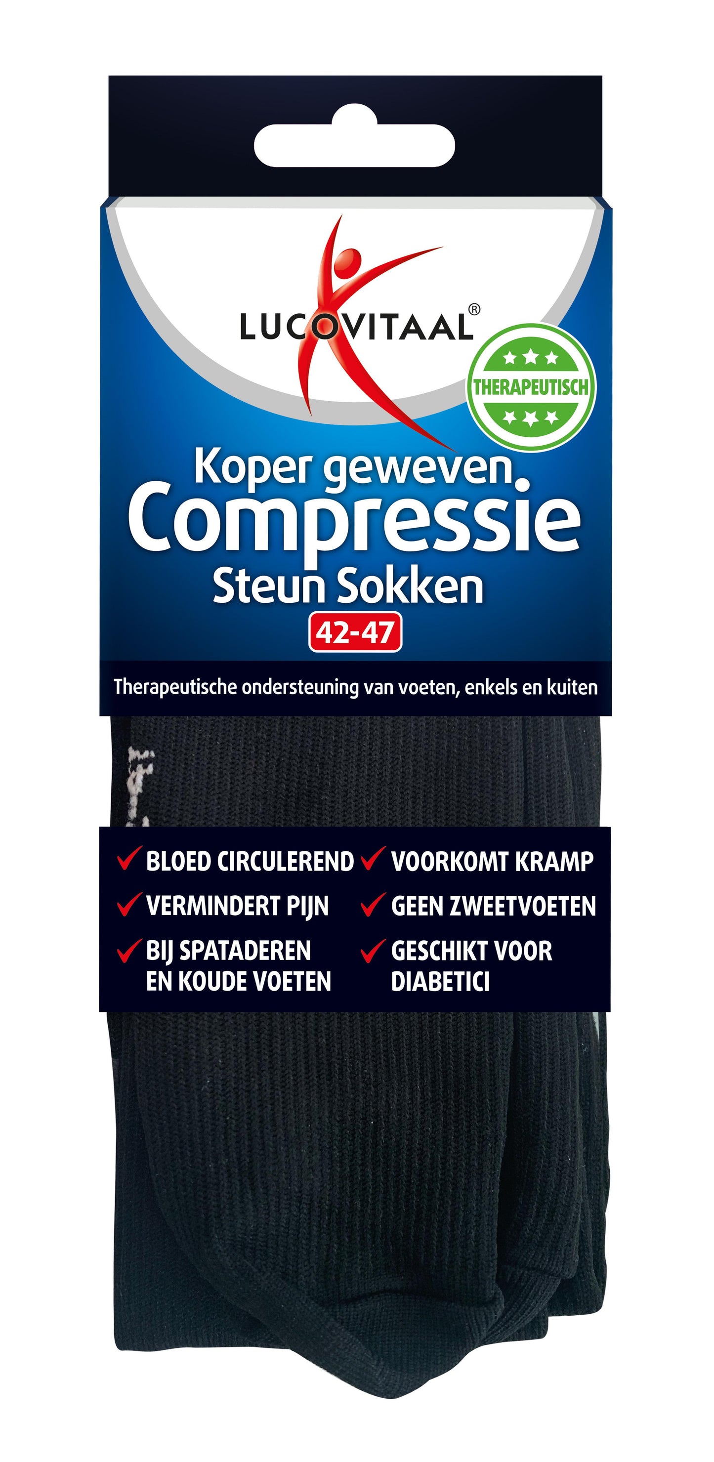 Lucovitaal Compressie kousen koper 42-47 zwart