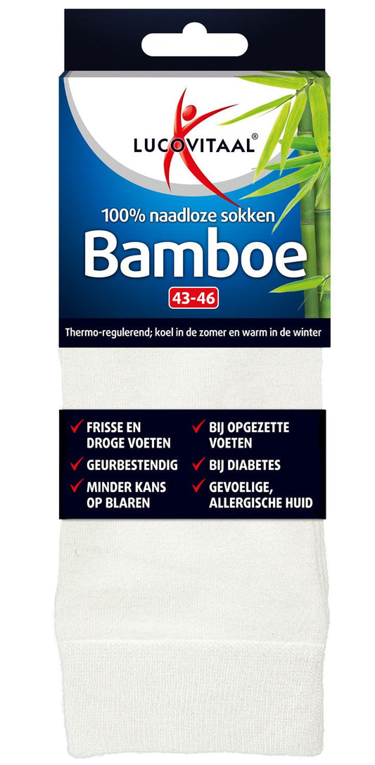 Lucovitaal Bamboe sok lang 43-46 wit