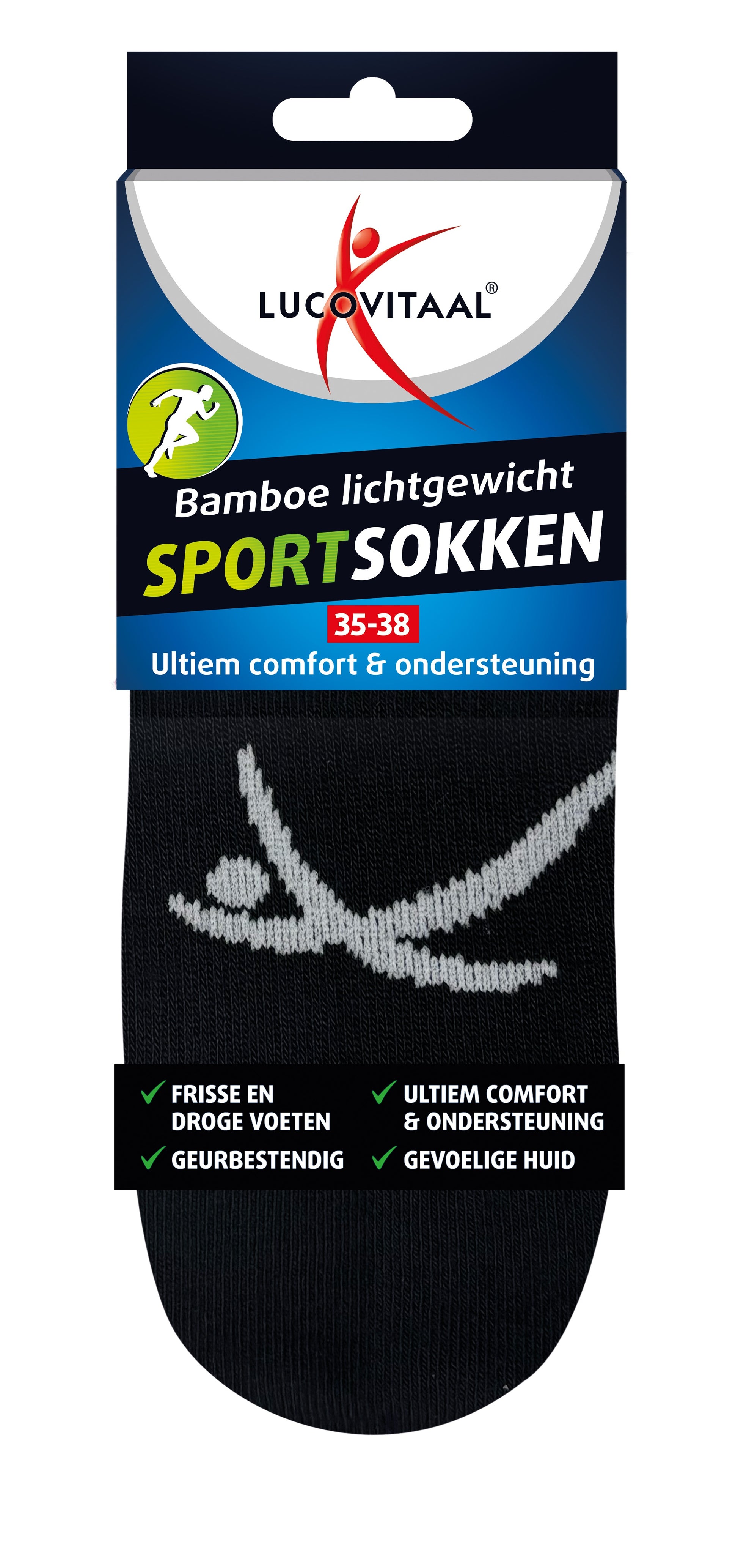 Lucovitaal Bamboe sportsok 35-38  zwart