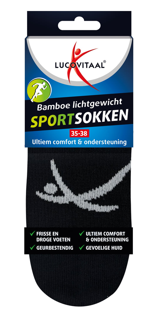 Lucovitaal Bamboe sportsok 35-38  zwart