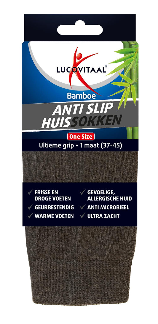 Lucovitaal Bamboe huissok anti slip - one size