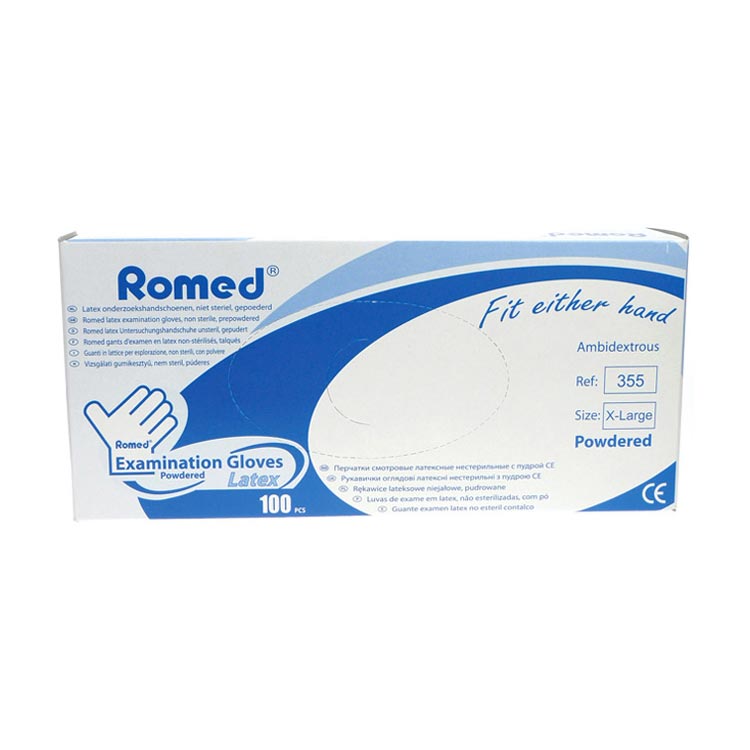 Romed Latex onderzoek handschoenen gepoederd xl