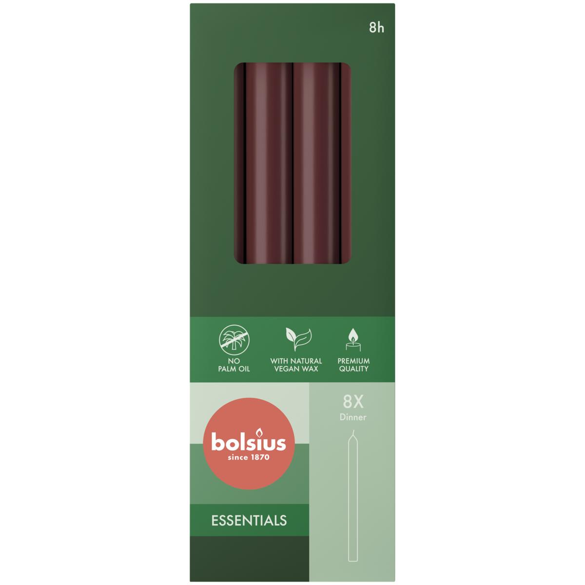 Bolsius Dinerkaarsen velvet red 230x20