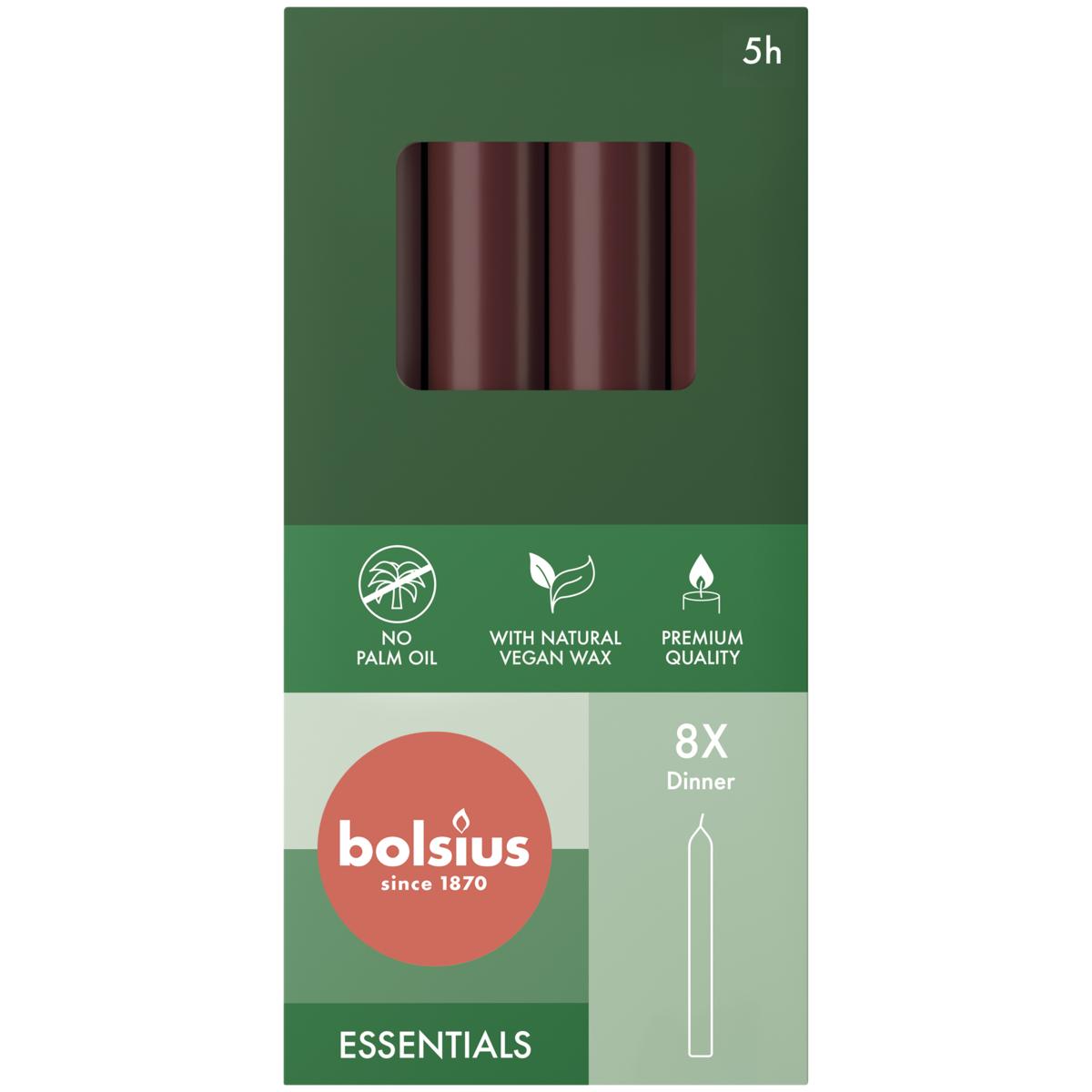 Bolsius Dinerkaarsen velvet red 170x20
