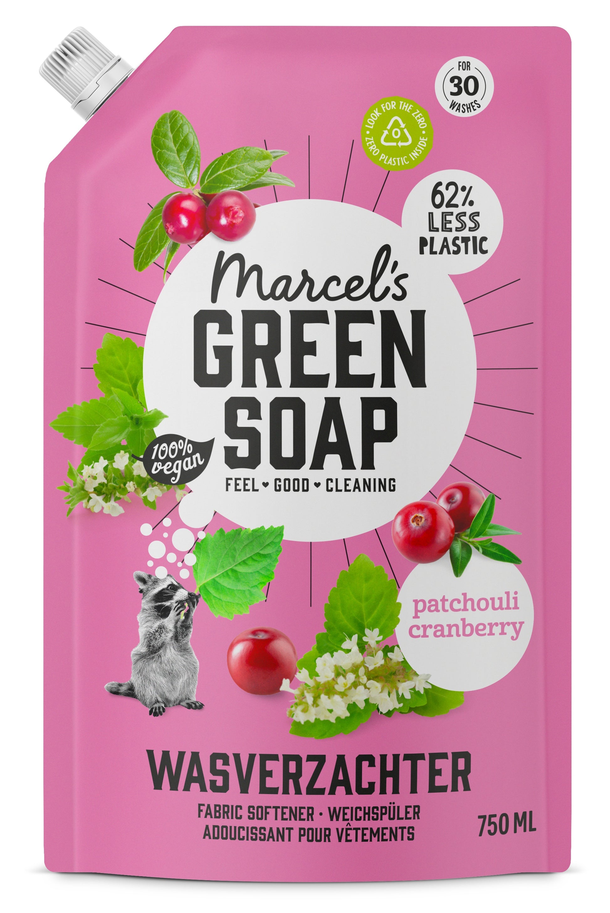 Marcels Green Soap Wasverzachter patchouli & cranberry navul